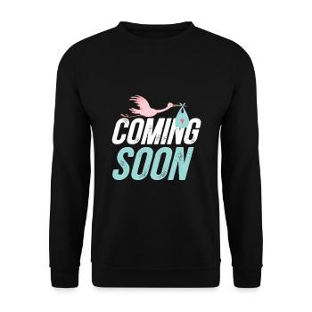 Grossesse bébé cigogne - Sweat-shirt Unisexe - noir - Devant - Alina (178cm) & Michal (187cm)