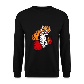 Karate / MMA Fighter - Kampfkunst - Tiger - Unisex Pullover - Schwarz - Vorne - Alina (178cm) & Michal (187cm)