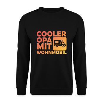 Cooler Opa Mit Wohnmobil Camping Geschenk für Opa - Unisex Pullover - Schwarz - Vorne - Alina (178cm) & Michal (187cm)