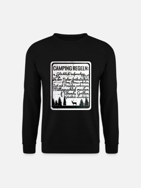 Lustige Camping Regeln Geschenk für Camper Familie - Unisex Pullover - Schwarz