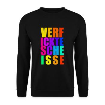 Verfickte Scheiße Fluchen Sarkasmus Lustige Sprüch - Unisex Pullover - Schwarz - Vorne - Alina (178cm) & Michal (187cm)