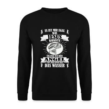 Angler Fischer Angelrute Angeln Hobby Geschenk - Unisex Pullover - Schwarz - Vorne - Alina (178cm) & Michal (187cm)