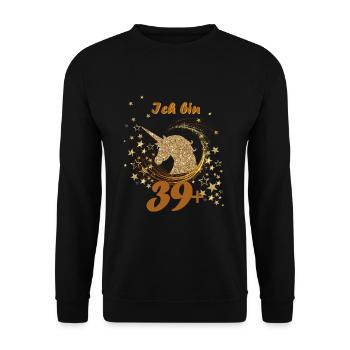 Ich bin 39 plus Frauen stylisches Lustiges 40. Geb - Unisex Pullover - Schwarz - Vorne - Alina (178cm) & Michal (187cm)