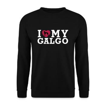 I Love my Galgo Galgos Hunderasse mit Herz Shirt - Unisex Pullover - Schwarz - Vorne - Alina (178cm) & Michal (187cm)