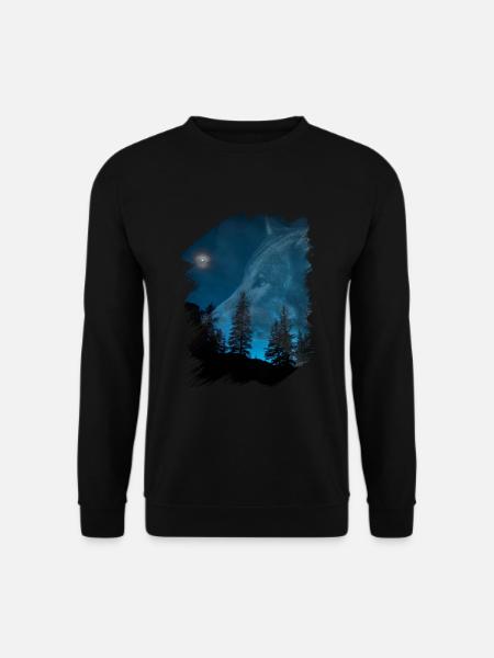 Wolf Moon Forest Brush Stroke Dark - Unisex Sweatshirt - black
