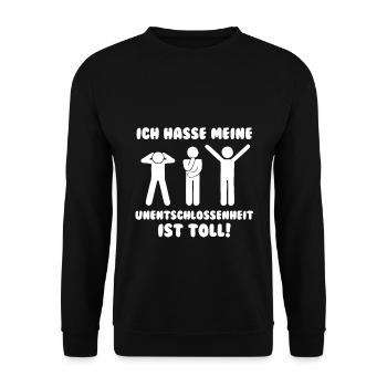 Lustger Spruch Geschenkidee - Unisex Pullover - Schwarz - Vorne - Alina (178cm) & Michal (187cm)