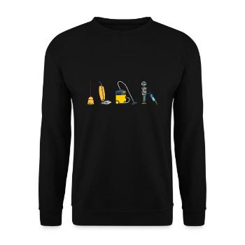 Staubsauger Reinigung Reinigungskraft Geschenk - Unisex Pullover - Schwarz - Vorne - Alina (178cm) & Michal (187cm)
