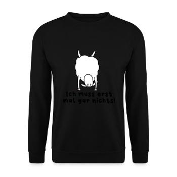 Ich Muss Erst Mal Gar Nichts Lustiger Schaaf Spruc - Unisex Pullover - Schwarz - Vorne - Alina (178cm) & Michal (187cm)