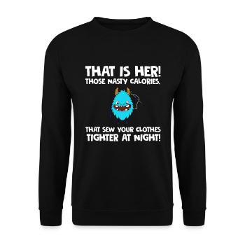 Lustiges Abnehmen Fit Werden Design - Unisex Pullover - Schwarz - Vorne - Alina (178cm) & Michal (187cm)