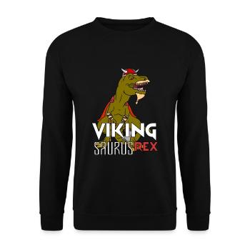 Wikinger T-Rex Geschenk - Unisex Pullover - Schwarz - Vorne - Alina (178cm) & Michal (187cm)