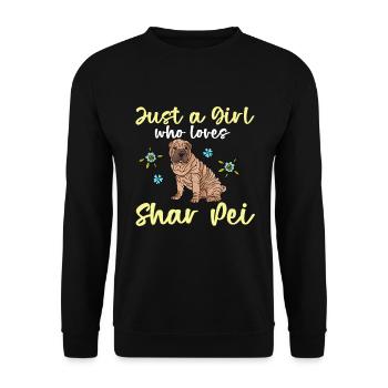 Chinese Shar Pei - Unisex Pullover - Schwarz - Vorne - Alina (178cm) & Michal (187cm)