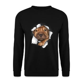 Chinese Shar Pei - Unisex Sweatshirt - black - Front - Alina (178cm) & Michal (187cm)
