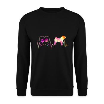 Shar Pei chinois - Sweat-shirt Unisexe - noir - Devant - Alina (178cm) & Michal (187cm)