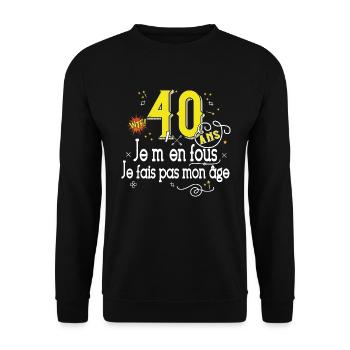 40 Ans Anniversaire Cadeau WTF Humour - Sweat-shirt Unisexe - noir - Devant - Alina (178cm) & Michal (187cm)