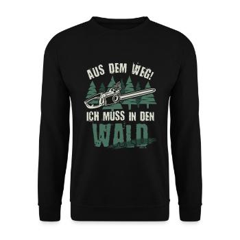 Aus dem Weg ich muss in den Wald - Unisex Pullover - Schwarz - Vorne - Alina (178cm) & Michal (187cm)