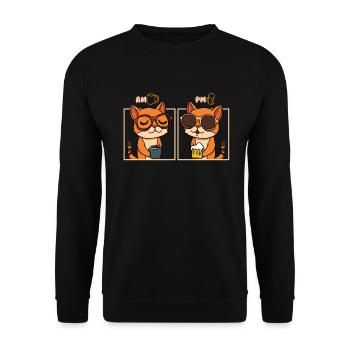 Coffee Beer Cat - Unisex Sweatshirt - black - Front - Alina (178cm) & Michal (187cm)