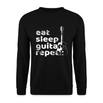 Eat Sleep Guitar Repeat - Unisex Pullover - Schwarz - Vorne - Alina (178cm) & Michal (187cm)