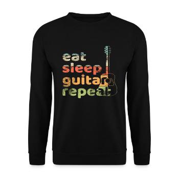 Eat Sleep Guitar Repeat - Unisex Pullover - Schwarz - Vorne - Alina (178cm) & Michal (187cm)