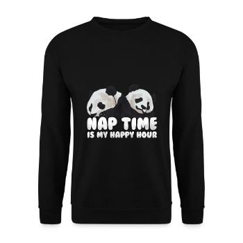 Schlafenszeit ist meine Happy Hour - Unisex Pullover - Schwarz - Vorne - Alina (178cm) & Michal (187cm)