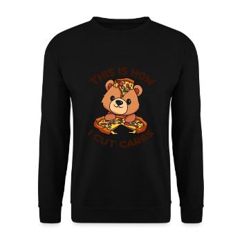 Carbohydrates Count Bear Pizza - Unisex Sweatshirt - black - Front - Alina (178cm) & Michal (187cm)