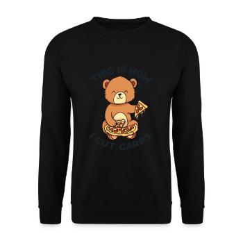 Carbohydrates Count Bear Pizza - Unisex Sweatshirt - black - Front - Alina (178cm) & Michal (187cm)