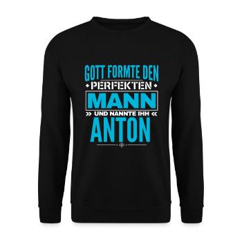 Anton Name Design - Unisex Pullover - Schwarz - Vorne - Alina (178cm) & Michal (187cm)