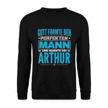Arthur Name Design - Unisex Pullover - Schwarz - Vorne - Alina (178cm) & Michal (187cm)