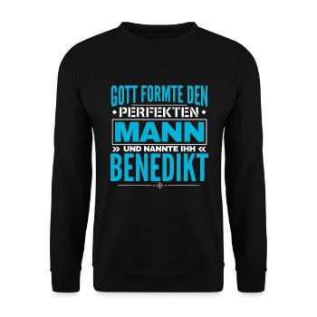 Benedikt Name Design - Unisex Pullover - Schwarz - Vorne - Alina (178cm) & Michal (187cm)