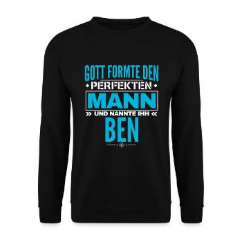Ben Name Design - Unisex Pullover - Schwarz - Vorne - Alina (178cm) & Michal (187cm)
