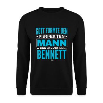 Bennett Name Design - Unisex Pullover - Schwarz - Vorne - Alina (178cm) & Michal (187cm)