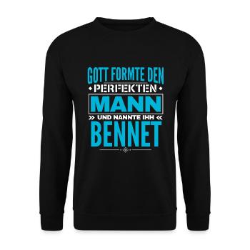 Bennet Name Design - Unisex Pullover - Schwarz - Vorne - Alina (178cm) & Michal (187cm)