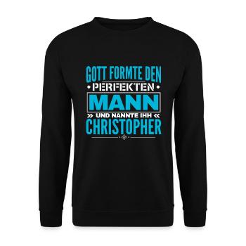 Christopher Name Design - Unisex Pullover - Schwarz - Vorne - Alina (178cm) & Michal (187cm)