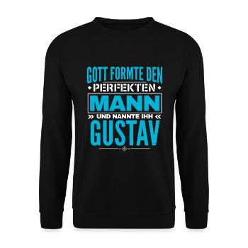 Gustav Name Design - Unisex Pullover - Schwarz - Vorne - Alina (178cm) & Michal (187cm)