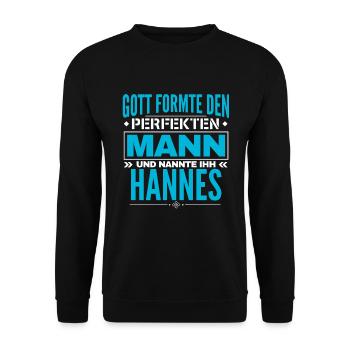 Hannes Name Design - Unisex Pullover - Schwarz - Vorne - Alina (178cm) & Michal (187cm)