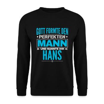 Hans Name Design - Unisex Pullover - Schwarz - Vorne - Alina (178cm) & Michal (187cm)