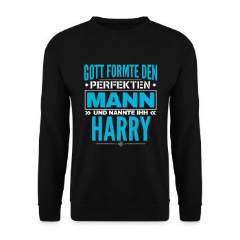 Harry Name Design - Unisex Pullover - Schwarz - Vorne - Alina (178cm) & Michal (187cm)