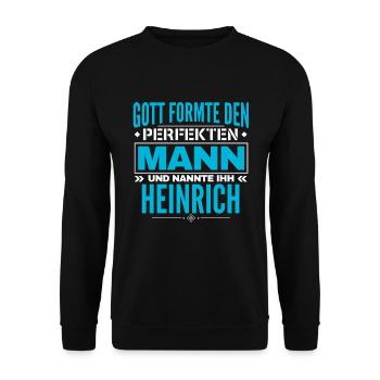 Heinrich Name Design - Unisex Pullover - Schwarz - Vorne - Alina (178cm) & Michal (187cm)