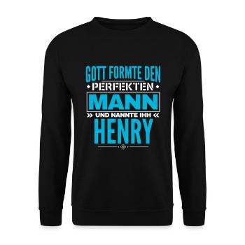 Henry Name Design - Unisex Pullover - Schwarz - Vorne - Alina (178cm) & Michal (187cm)