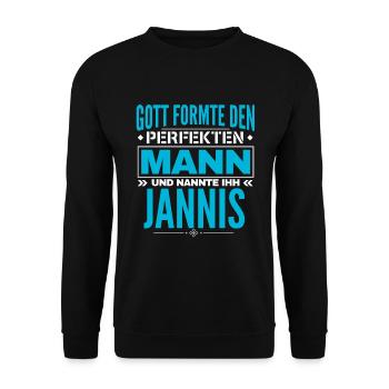 Jannis Name Design - Unisex Pullover - Schwarz - Vorne - Alina (178cm) & Michal (187cm)