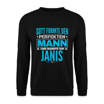 Janis Name Design - Unisex Pullover - Schwarz - Vorne - Alina (178cm) & Michal (187cm)