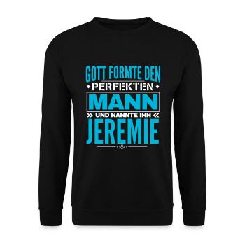 Jeremie Name Design - Unisex Pullover - Schwarz - Vorne - Alina (178cm) & Michal (187cm)