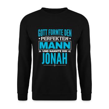Jonah Name Design - Unisex Pullover - Schwarz - Vorne - Alina (178cm) & Michal (187cm)
