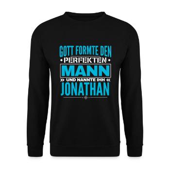 Jonathan Name Design - Unisex Pullover - Schwarz - Vorne - Alina (178cm) & Michal (187cm)
