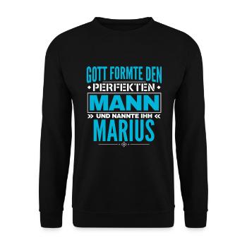 Marius Name Design - Unisex Pullover - Schwarz - Vorne - Alina (178cm) & Michal (187cm)