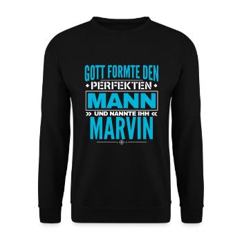 Marvin Name Design - Unisex Pullover - Schwarz - Vorne - Alina (178cm) & Michal (187cm)