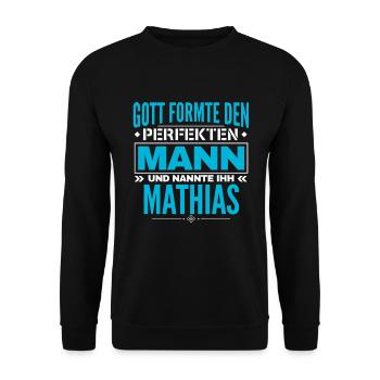 Mathias Name Design - Unisex Pullover - Schwarz - Vorne - Alina (178cm) & Michal (187cm)