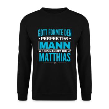 Matthias Name Design - Unisex Pullover - Schwarz - Vorne - Alina (178cm) & Michal (187cm)