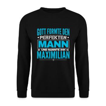 Maximilian Name Design - Unisex Pullover - Schwarz - Vorne - Alina (178cm) & Michal (187cm)