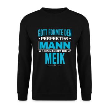 Meik Name Design - Unisex Pullover - Schwarz - Vorne - Alina (178cm) & Michal (187cm)