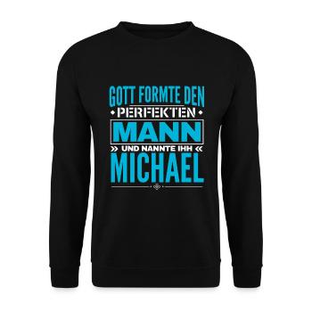 Michael Name Design - Unisex Pullover - Schwarz - Vorne - Alina (178cm) & Michal (187cm)